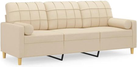 Zakito Sofa 3 Osobowa Z Ozdobnymi Poduszkami Kremowa 198X77X80 Cm