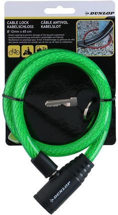 Dunlop - Zapięcie do roweru spiralne na klucz 65 cm (zielony)