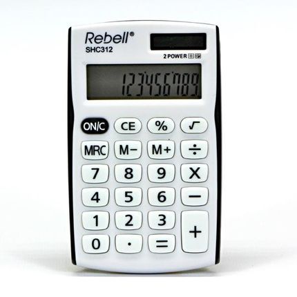 Rebell Kalkulator Re-Shc312Bk Bx, Biało-Czarny, Kieszonkowy, 12 Miejsc (RESHC312BKBX)