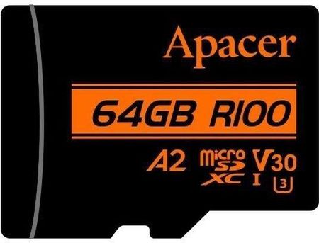 Apacer Karta pamięci microSDXC R100 64GB (100/80 MB/s) Class 10 UHS-I U3 V30 A2 + Adapter