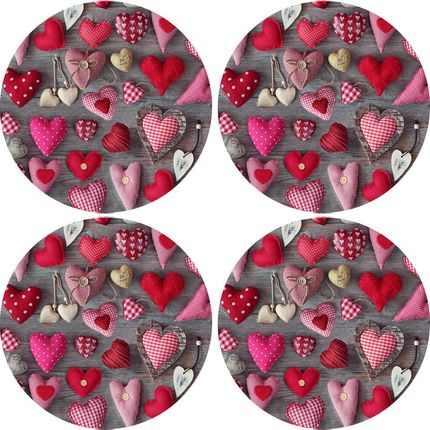 Bertoni Zestaw Podkładek Na Stół Okrągłych 4D Valentine Hearts (Po269)