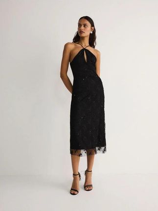 Reserved - Koronkowa sukienka midi - czarny