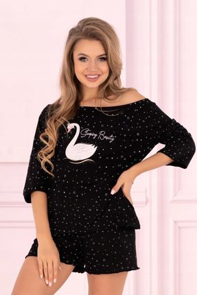 Piżama Snowflake Swan 2412 Black Czarny LivCo Corsetti Fashion rozmiar - S/