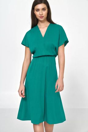 Wiskozowa Sukienka o Kimonowym Kroju w Kolorze Zielonym - S222 XS (34) zielony