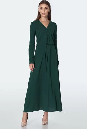 Długa Sukienka  w Kolorze Butelkowej Zieleni - S154 M (38) zielony