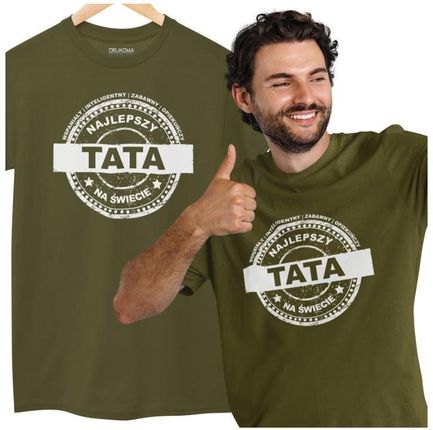 Koszulka dla TATY modny prezent na Dzień Ojca Stylowa koszulka z napisem: "Najlepszy TATA na świecie wspaniały inteligentny zabawny opiekuńczy" w kolo