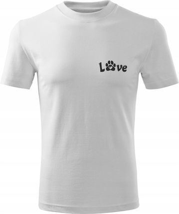Koszulka T-shirt męska D161P Love Łapka Pies Kot biała rozm 3XL