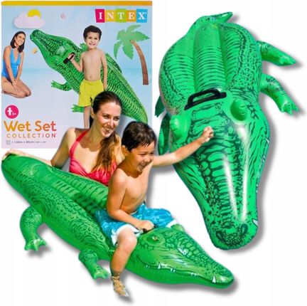 Intex Duży Dmuchany Krokodyl Aligator Materac Do Pływania 168Cm