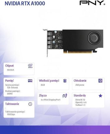 Pny NVIDIA A1000 8GB GDDR6 128-bit (VCNRTXA1000SB) - Karta