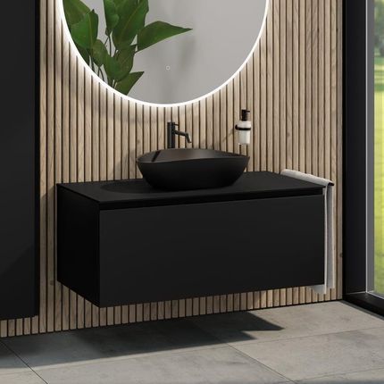 Rivea Dia Szafka Szer. 120 Z 1 Szufladą Umywalka 60 Cm Kolor Czarny Mat Br0536Bm+Br0039Bm+Bn0404Bm