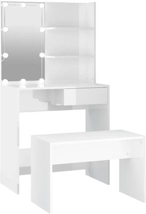 Zakito Toaletka Z Lustrem Led Biała 74,5X40X141 Cm