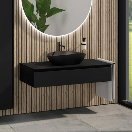 Rivea Dia Szafka Szer. 120 Z 1 Szufladą Umywalka 60 Cm Kolor Czarny Mat Br0536Bm+Br0029Bm+Bn0404Bm