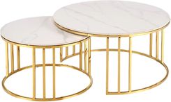 Zdjęcie Halmar Zestaw Ław Mercury 3 Biały Marmur Złoty - Białystok