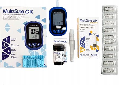 Diather MultisureGK Zestaw do pomiaru stężenia ciał ketonowych 10szt i glukozy 50szt 