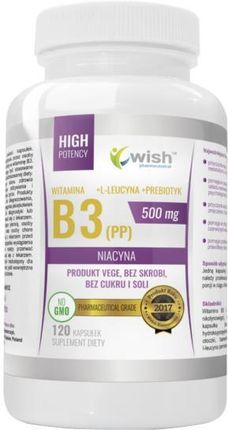 WISH Niacyna Witamina B3 (PP) 500mg + Inulina 60 kaps