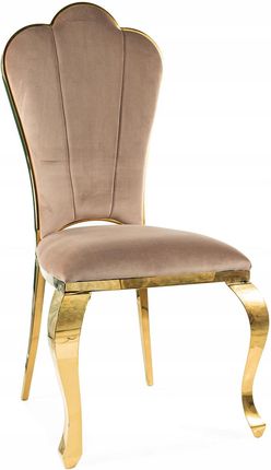 Signal Krzesło Queen Velvet Złoty Stelaż Beżowy Bluvel 28 Glamour Połysk (QUEENVZLBE)