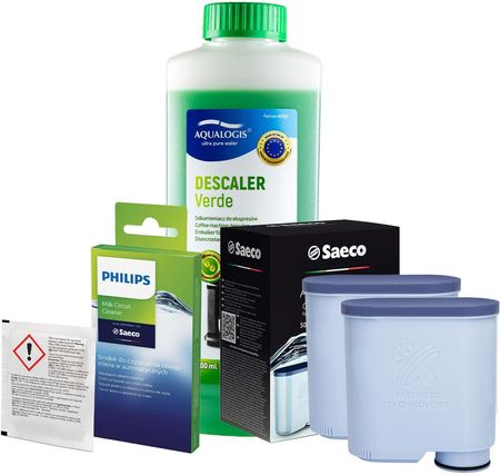 Aqualogis Zestaw Philips Saeco Filtr Aquaclean Ca6903 2szt. Odkamieniacz Verde 500ml Ca6705/10 Środek Do Obiegu Mleka