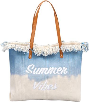 TORBA PLAŻOWA BOHO Z frędzlami niebieska ombre TP14N