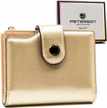 Dwusekcyjny, elegancki portfel damski ze skóry ekologicznej Peterson