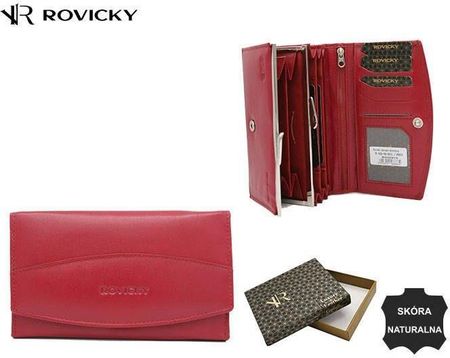 Skórzany portfel damski z tłoczoną klapą Rovicky
