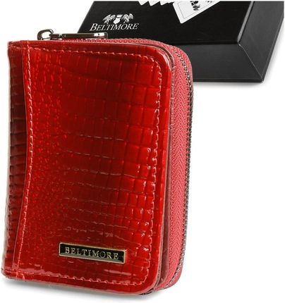 Czerwony mały portfel damski skórzany lakierowany Beltimore A05 czerwony