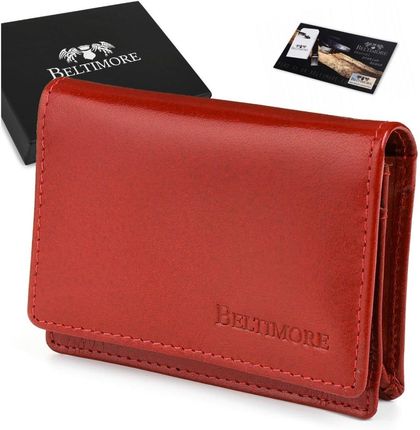 Etui na wizytówki karty czerwone skórzane portfel slim Beltimore G94 czerwony