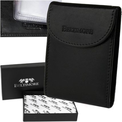Czarne etui na dokumenty skórzane okładki portfel Beltimore G90 czarny