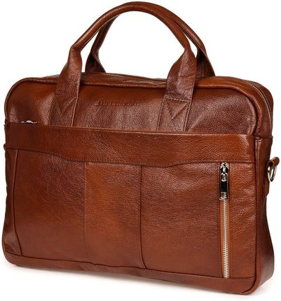 Skórzana torba na laptop duża męska pojemna premium Beltimore brązowa J13 brązowy, beżowy