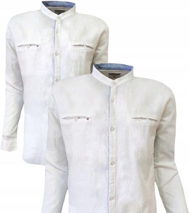 Koszula LNIANA przewiewna letnia stójka biała XL BAGARDA