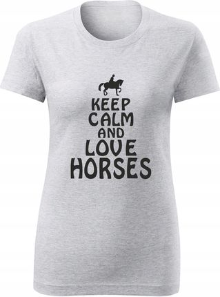Koszulka T-shirt damska D78 Keep Calm Horse szara rozm XL