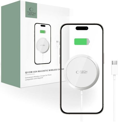 Tech-Protect Qi15W-A34 Magnetic Magsafe Wireless Charger Biała
