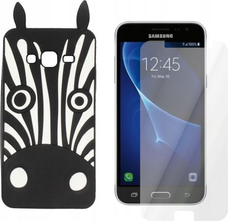 Gsm Hurt Etui Case Pokrowiec Do Samsung J3 2016 J320 Zebra Nakładka 3D Czarn I Szkło