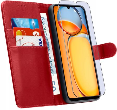 Krainagsm Etui Do Xiaomi Redmi 13C 4G 5G Skórzane Portfel Book Tokra Case Szkło