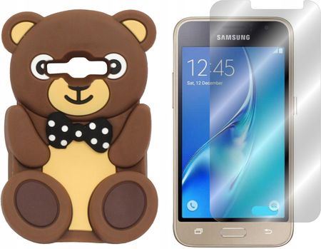 Gsm Hurt Etui Case Do Samsung Galaxy J1 2016 J120F Nakładka 3D Teddy Czarny I Szkło