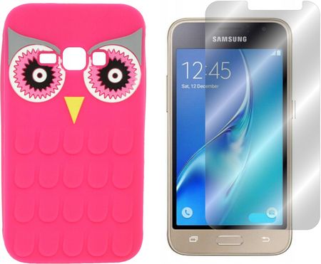 Gsm Hurt Etui Case Do Samsung Galaxy J1 2016 J120F Sowa Nakładka 3D Różowa I Szkło