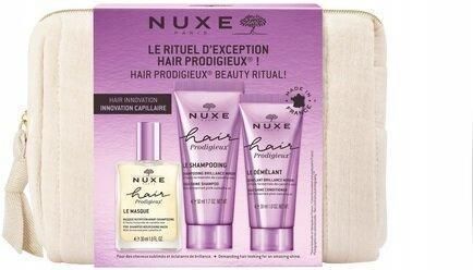 NUXE Hair Prodigieux Zestaw maska 30ml + szampon 50ml + odżywka 30ml + kosmetyczka