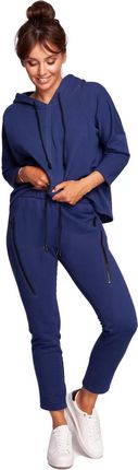 B240 Spodnie z Ozdobnymi Zamkami - Atramentowe XXL (44) niebieski