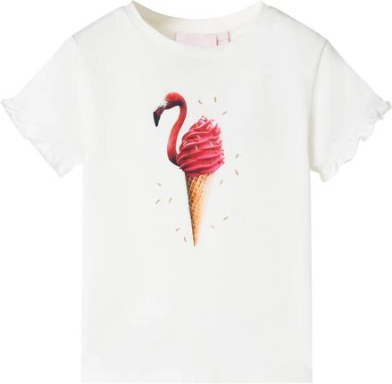 Dziecięca koszulka z nadrukiem loda flaminga, ecru, rozmiar 92, bawełna 95%