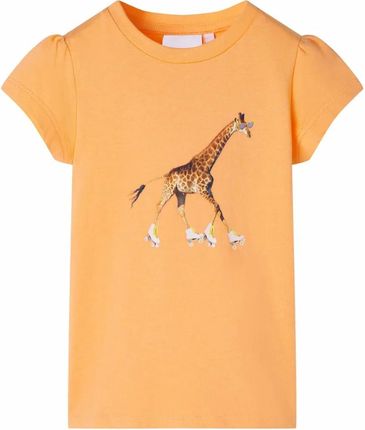 Dziecięca koszulka z nadrukiem żyrafy, 104 (3-4 lata), jasnopomarańczowa