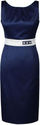 Sukienki Sukienka Suknie FSU797 GRANATOWY + EKRI