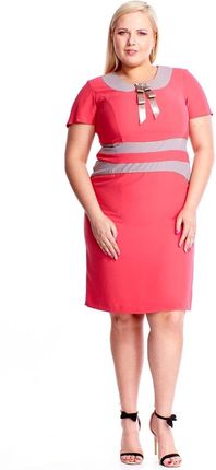 Sukienka FSU1011 MALINOWY+BEŻ CIEMNY