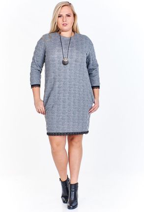 Sukienka FSU966 SZARY JASNY DUŻE KROPKI