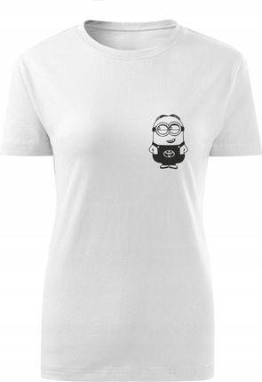 Koszulka T-shirt damska D269P Minionek Toyota Car biała rozm S
