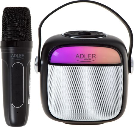 Głośnik przenośny do karaoke z mikrofonem bezprzewodowym  Adler AD 1199B SD USB AUX Bluetooth - czarny