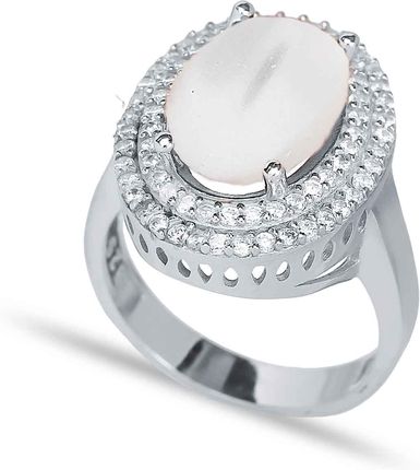 Ottomania Srebrny Owalny Pierścionek Z Perłą