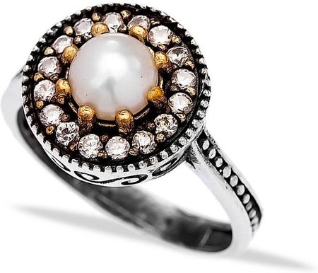 Ottomania Srebrny Pierścień Z Perłą