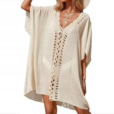 Pareo Letnia Tunika Plażowa Zwiewna Sukienka Damska Narzutka Boho Na Plażę