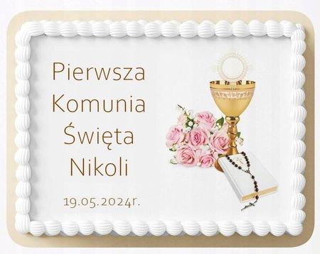 Takitort Opłatek Na Tort Komunijny Prostokąt Napis Komunia