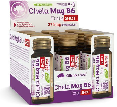 Olimp Labs Chela-Mag B6 Forte Shot Ampułka Szklana Wiśniowy 9x25Ml