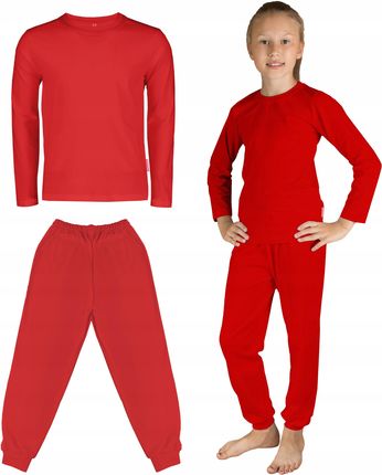 Czerwony Komplet Dla Dzieci Bluzka I Długie Spodnie Ten Sam Kolor Strój 122